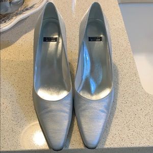 Stuart Weitzman Silver Satin Pumps